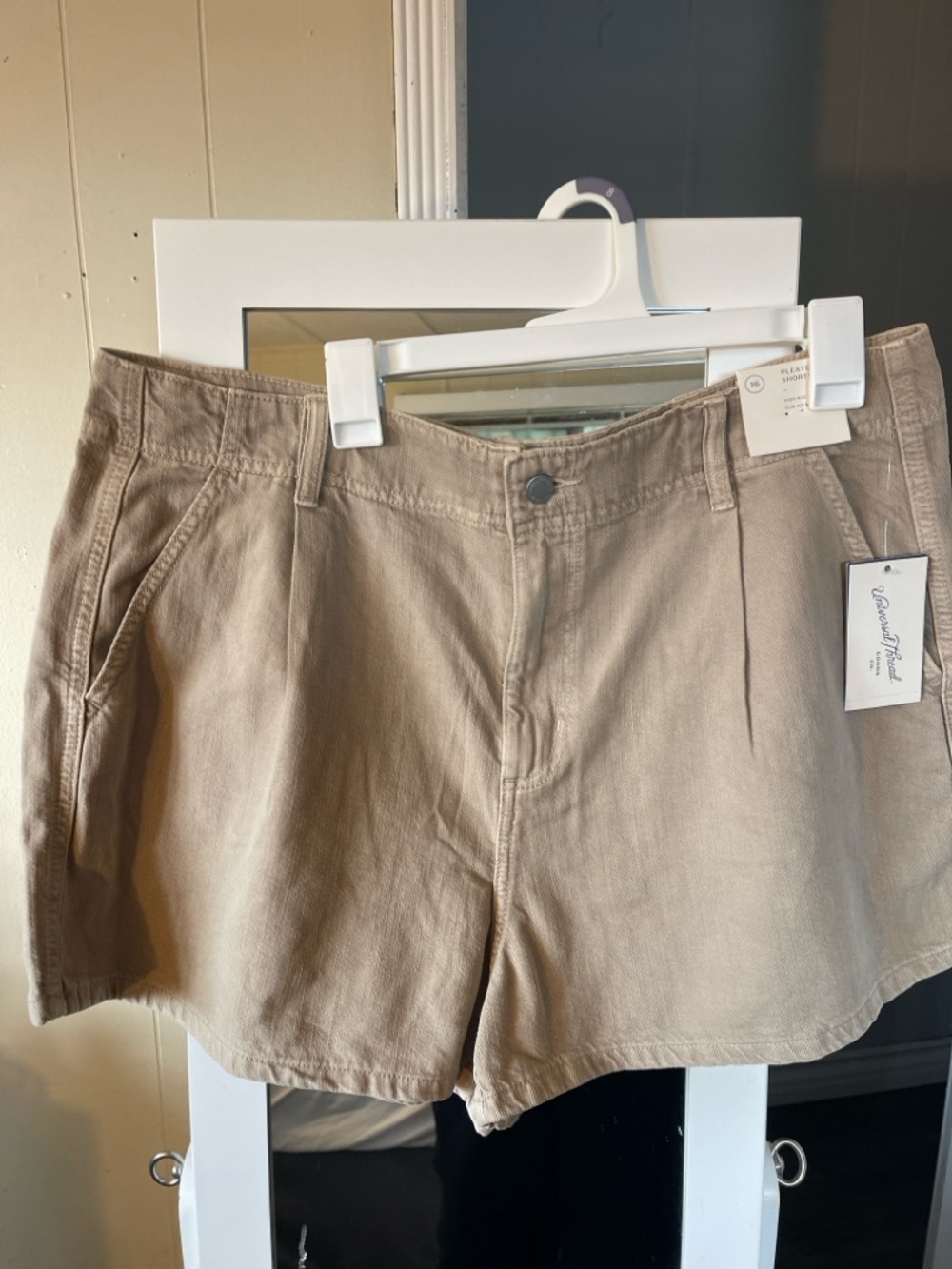 Universal Thread Taupe High-Rise Pleated Bermuda Shorts